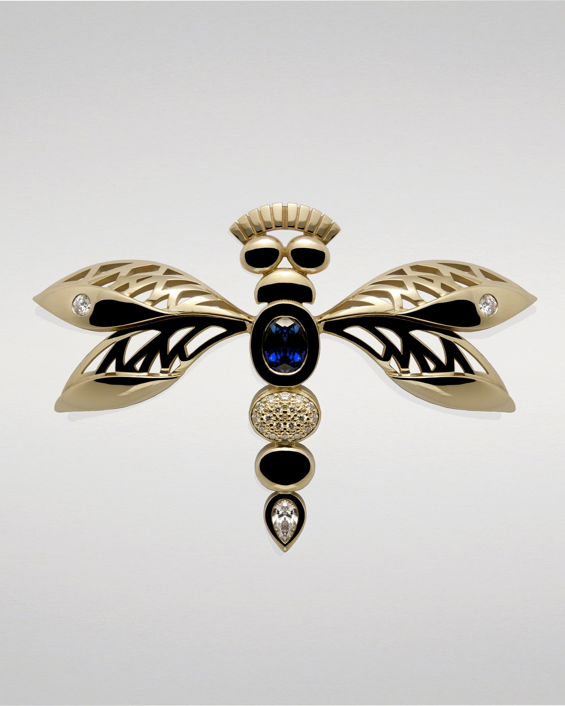 The Dragonfly Pendant with Sapphire and Diamonds