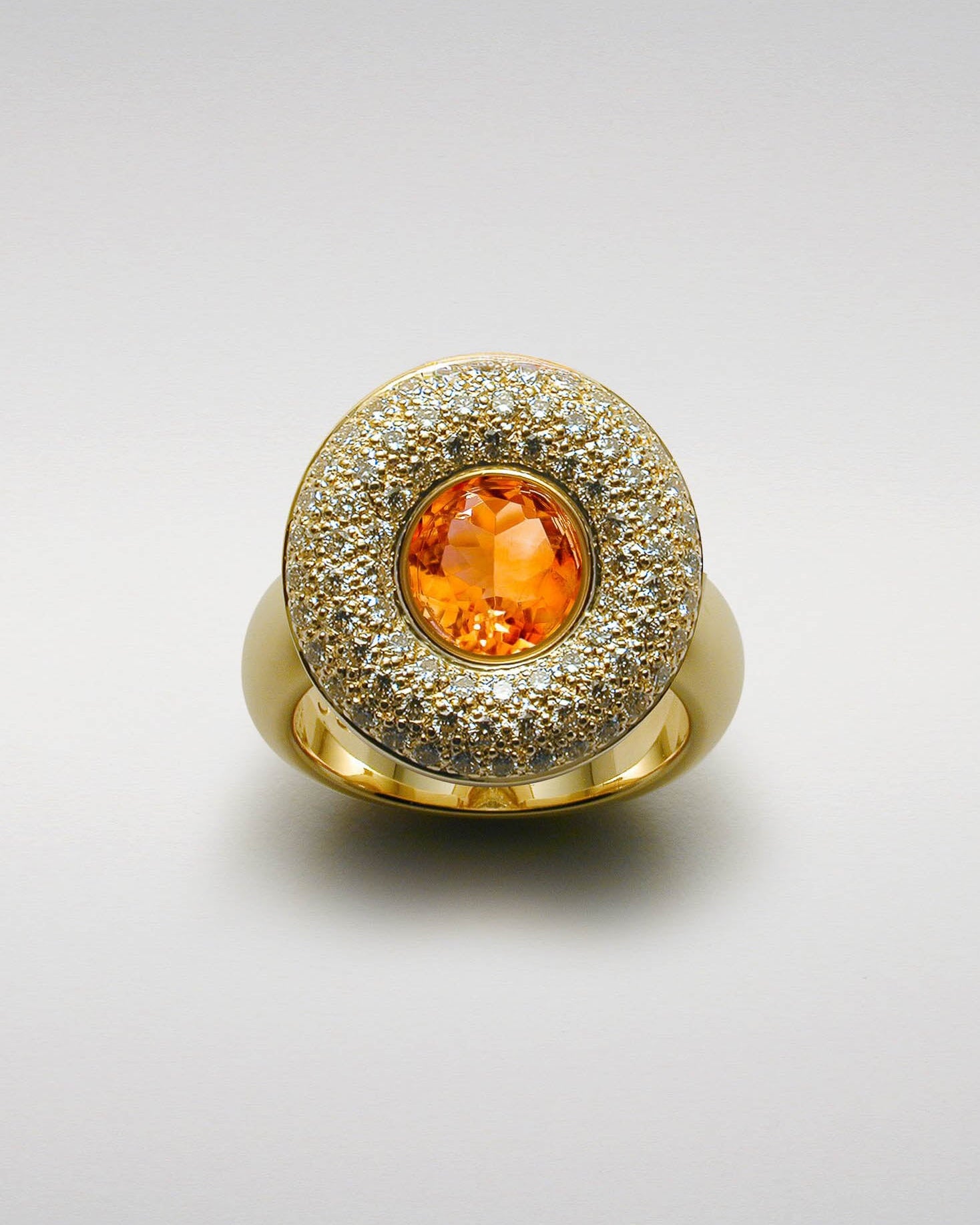 Donut Ring with Orange Sapphire and Diamonds