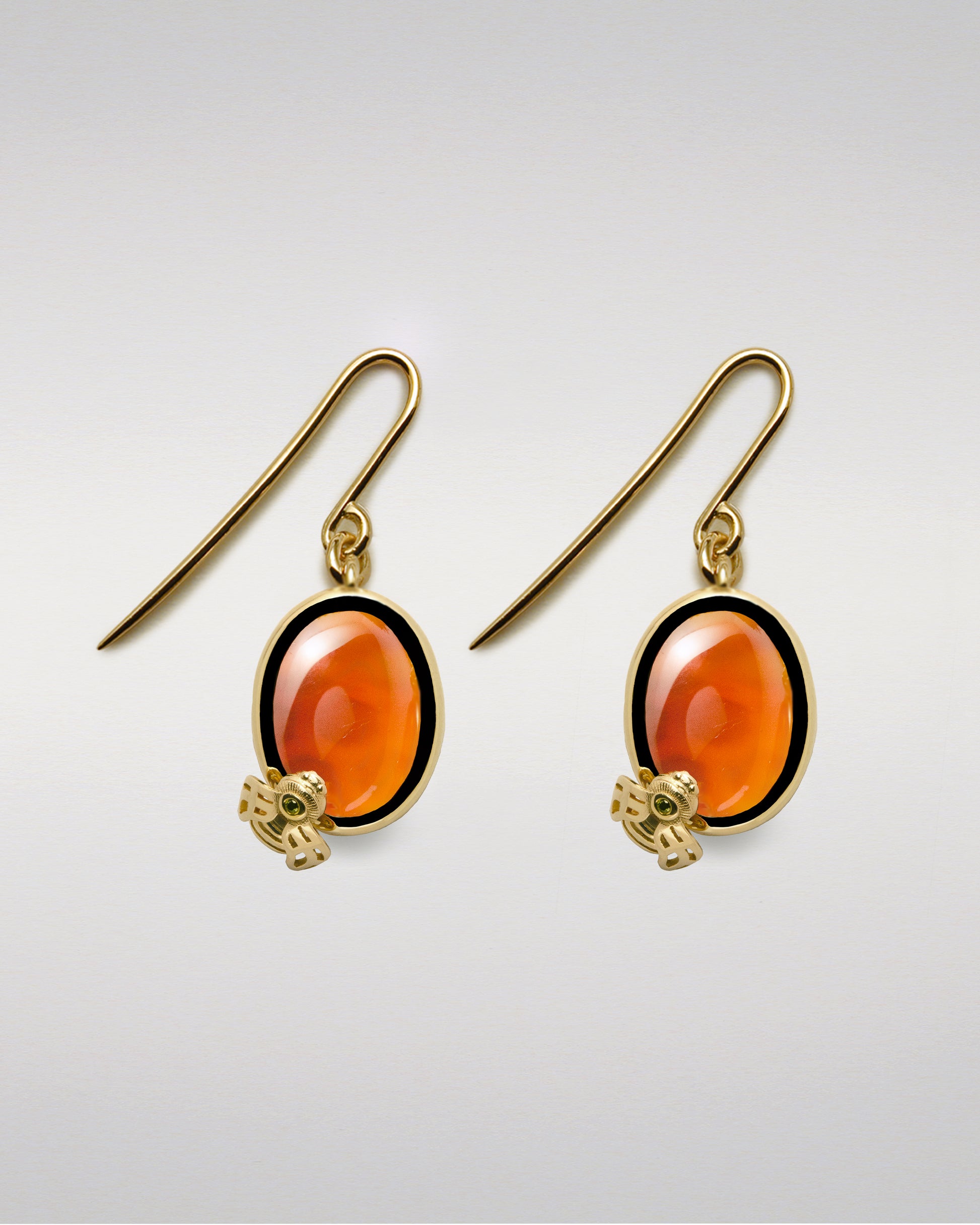 Golden Bee and Carnelian Earrings