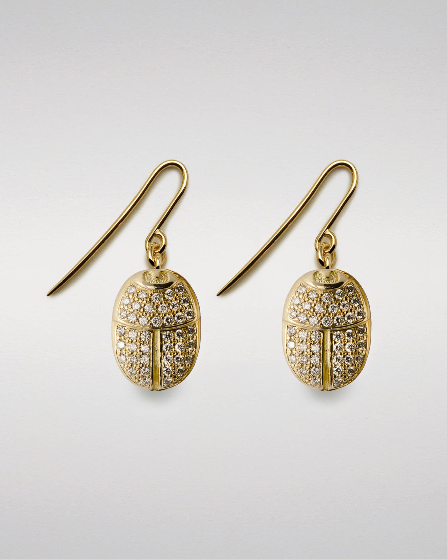 Classical Scarab Earrings with Pavé-Set Diamonds