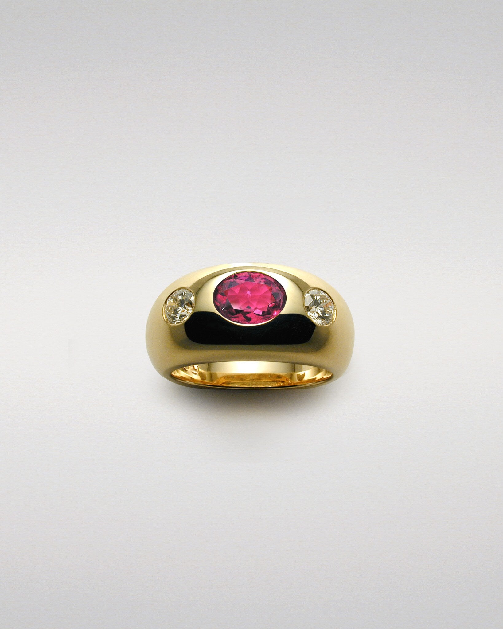 Sculptured Band with Ruby and Diamonds