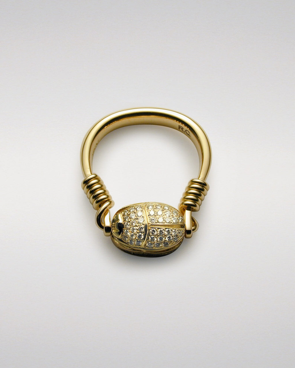 Classical Scarab Swivel Ring with Pavé-Set Diamonds