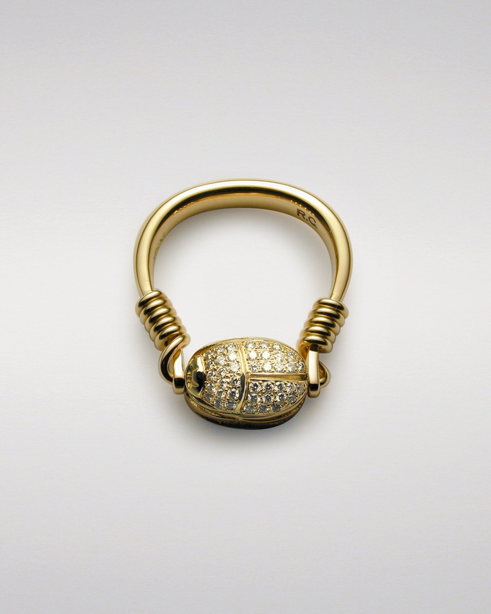 Classical Scarab Swivel Ring with Pavé-Set Diamonds
