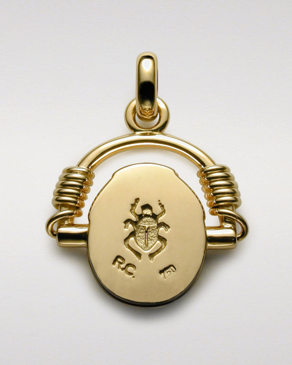 Sculptured Scarab Pendant with Pavé-Set Diamonds