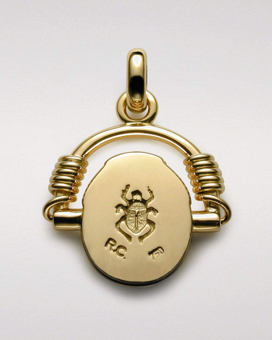 Sculptured Scarab Pendant with Pavé-Set Diamonds
