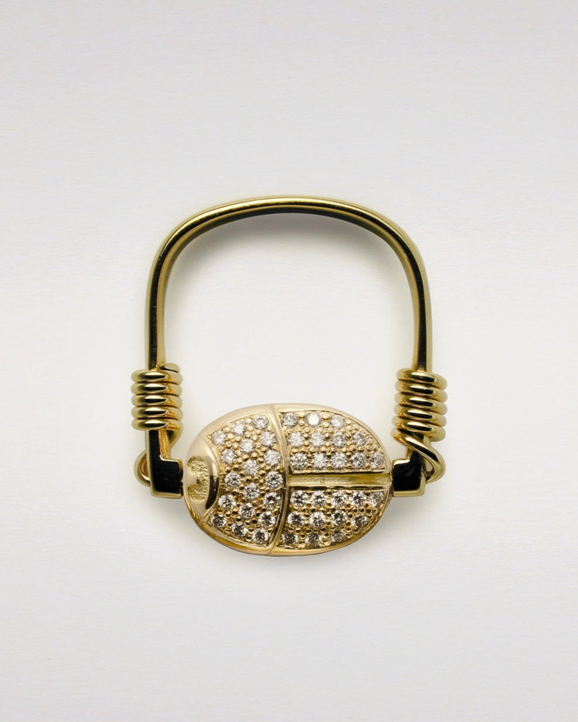 Classical Scarab Swivel Ring with Pavé-Set Diamonds
