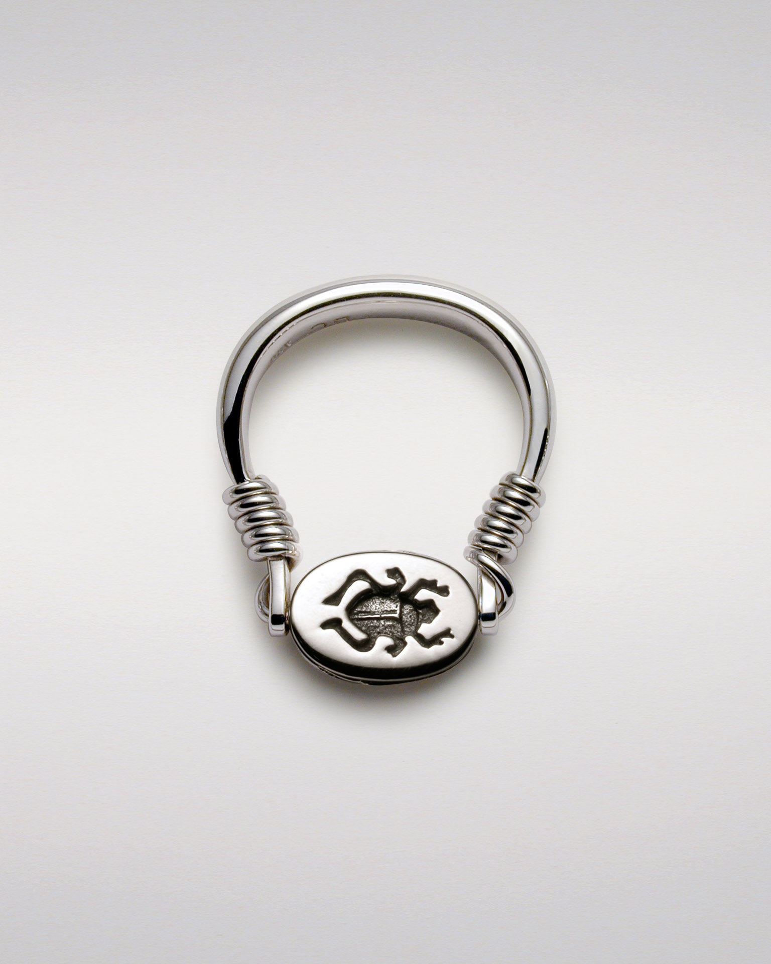 Classical Scarab Swivel Ring with Pavé-Set Diamonds