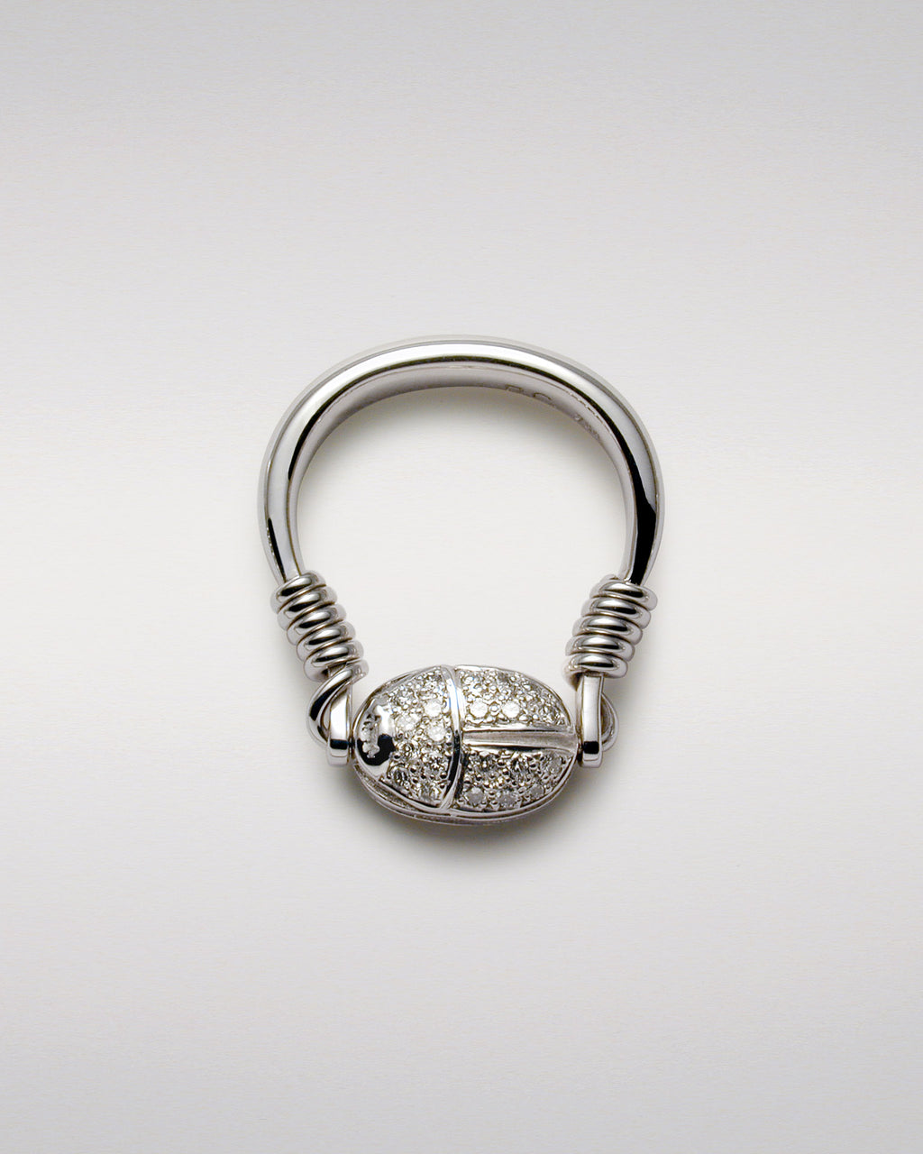 Classical Scarab Swivel Ring with Pavé-Set Diamonds