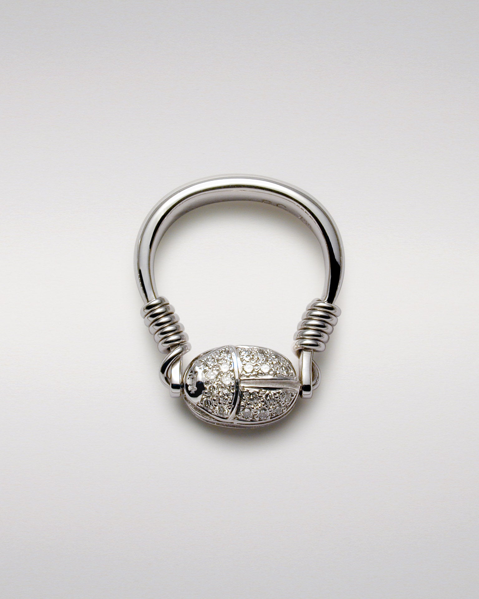 Classical Scarab Swivel Ring with Pavé-Set Diamonds