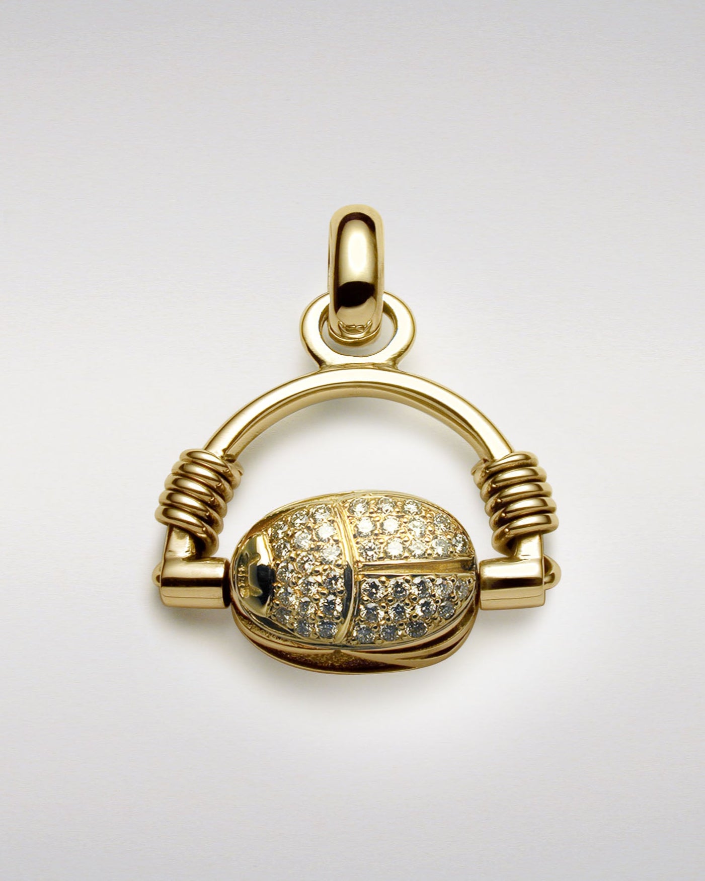 Classical Scarab Swivel Pendant with Pavé-Set Diamonds