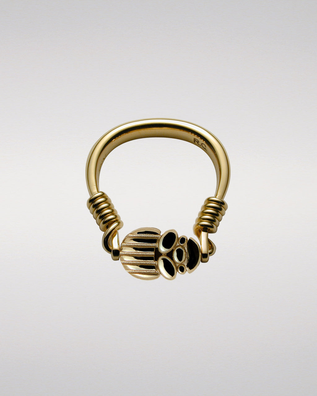Stylised Scarab Swivel Ring With Pavé-Set Diamonds
