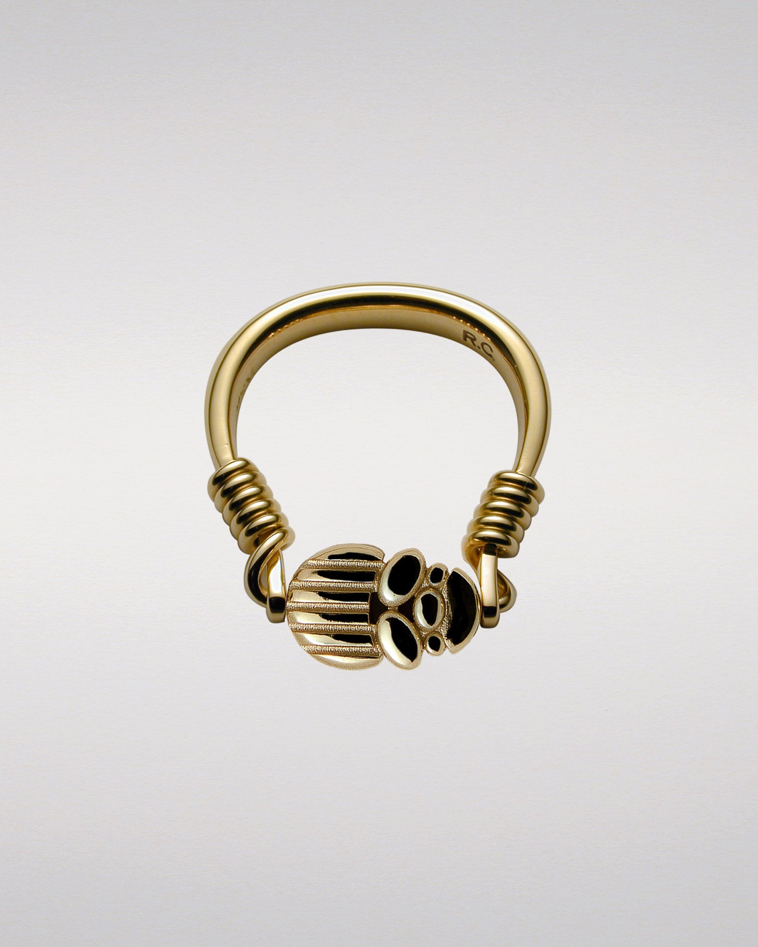 Stylised Scarab Swivel Ring With Pavé-Set Diamonds