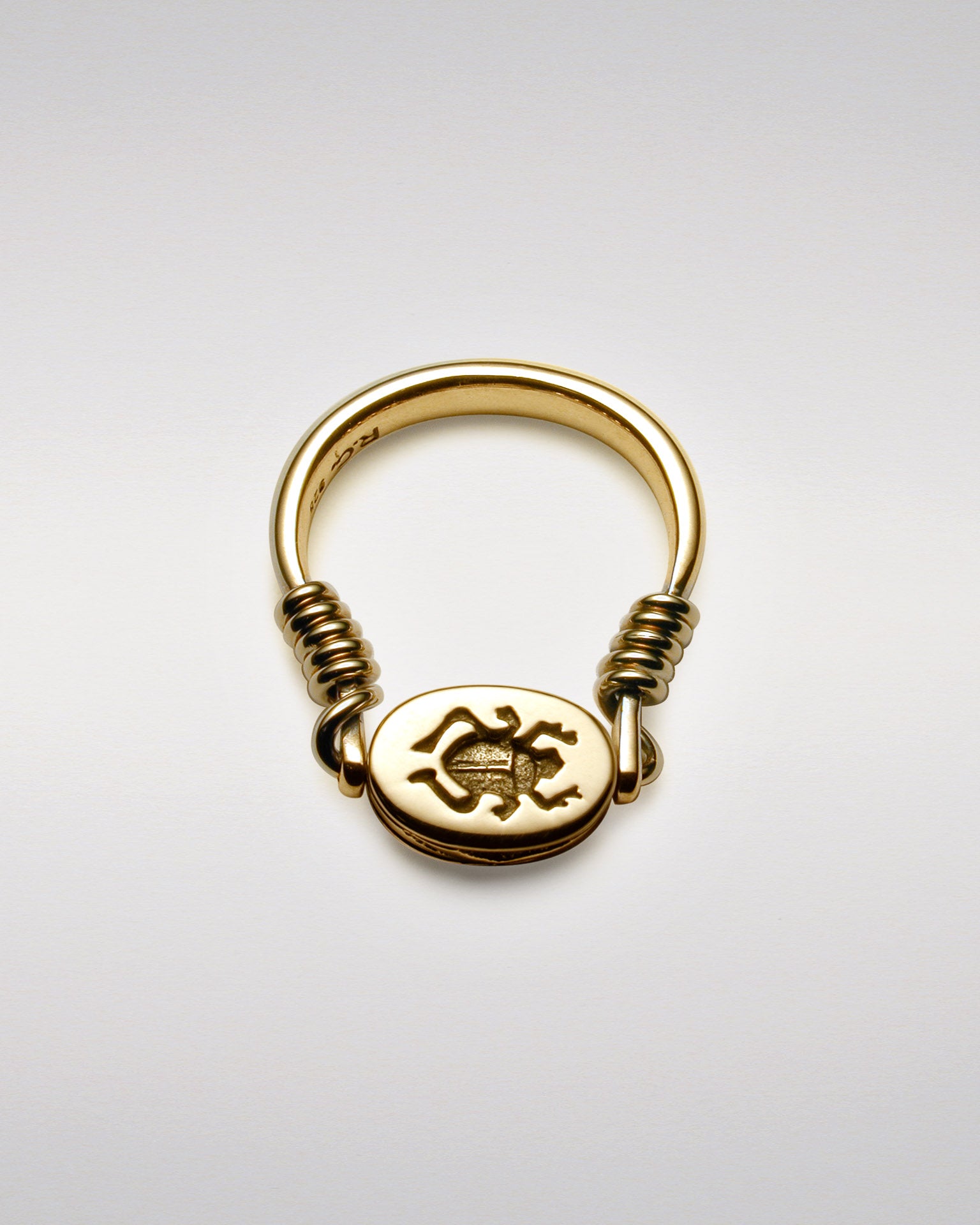 Classical Scarab Swivel Ring with Pavé-Set Diamonds