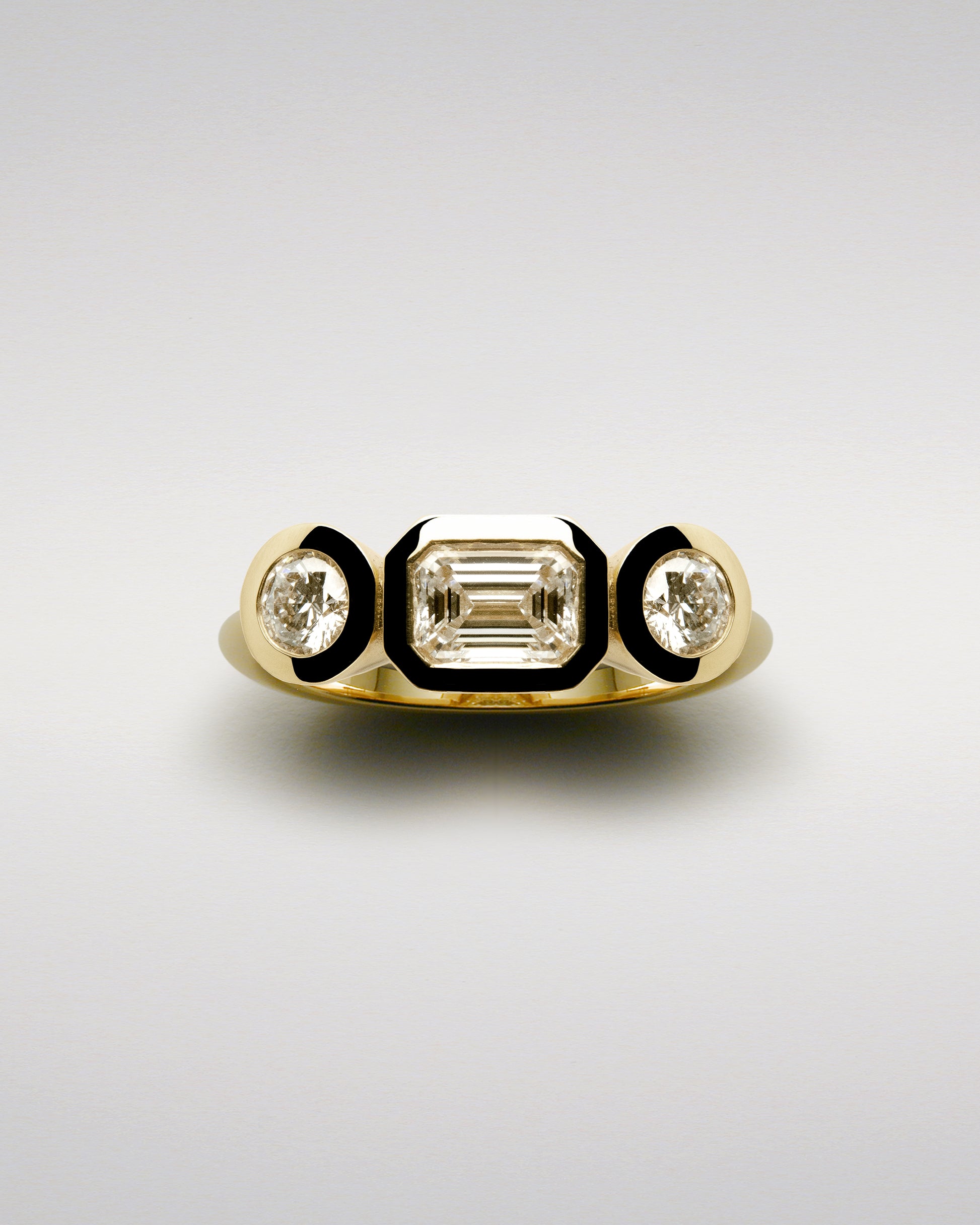 Three Brilliants Ring with Diamonds