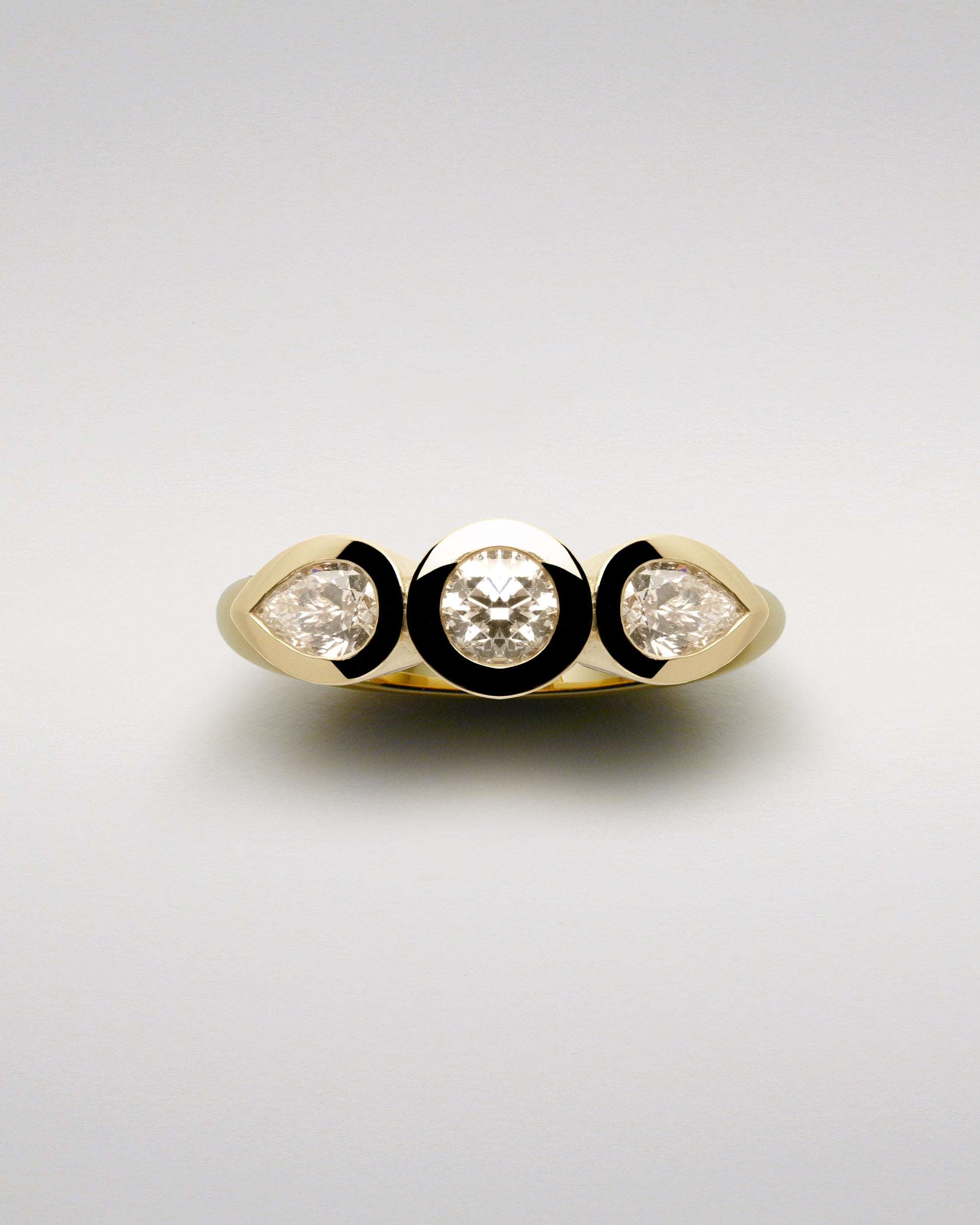 Three Brilliants Ring with Diamonds