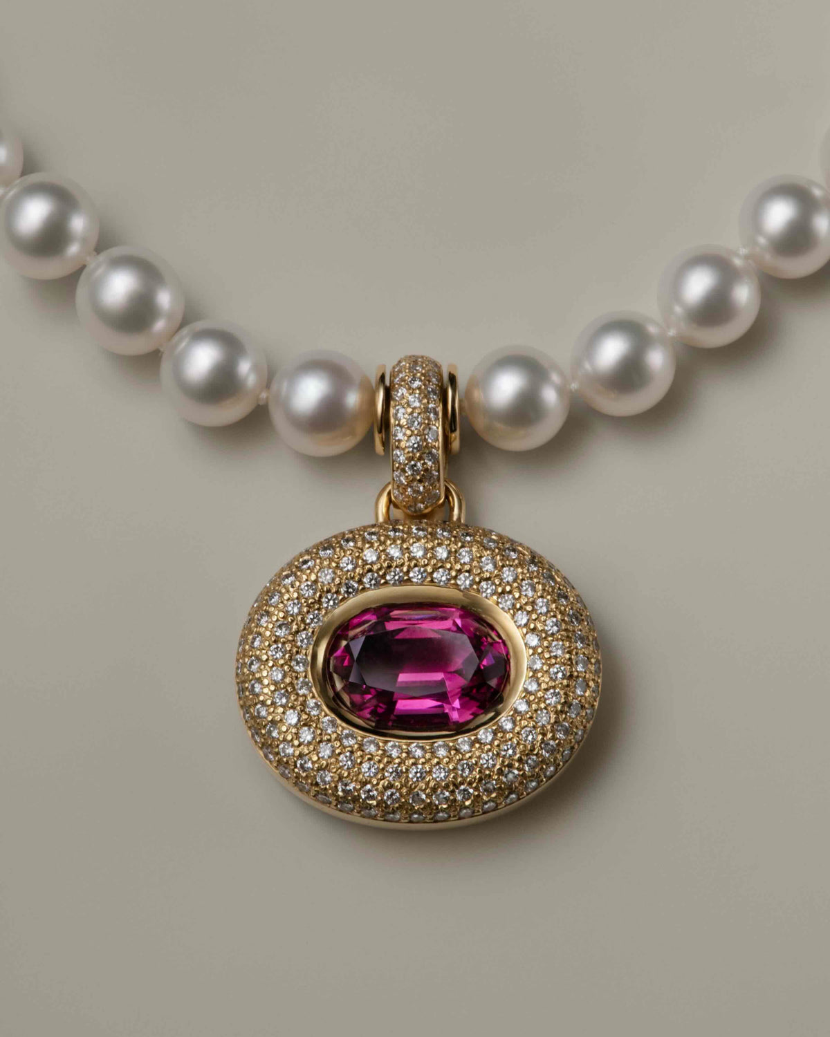 Umbalite Garnet & South Sea Pearl Necklace