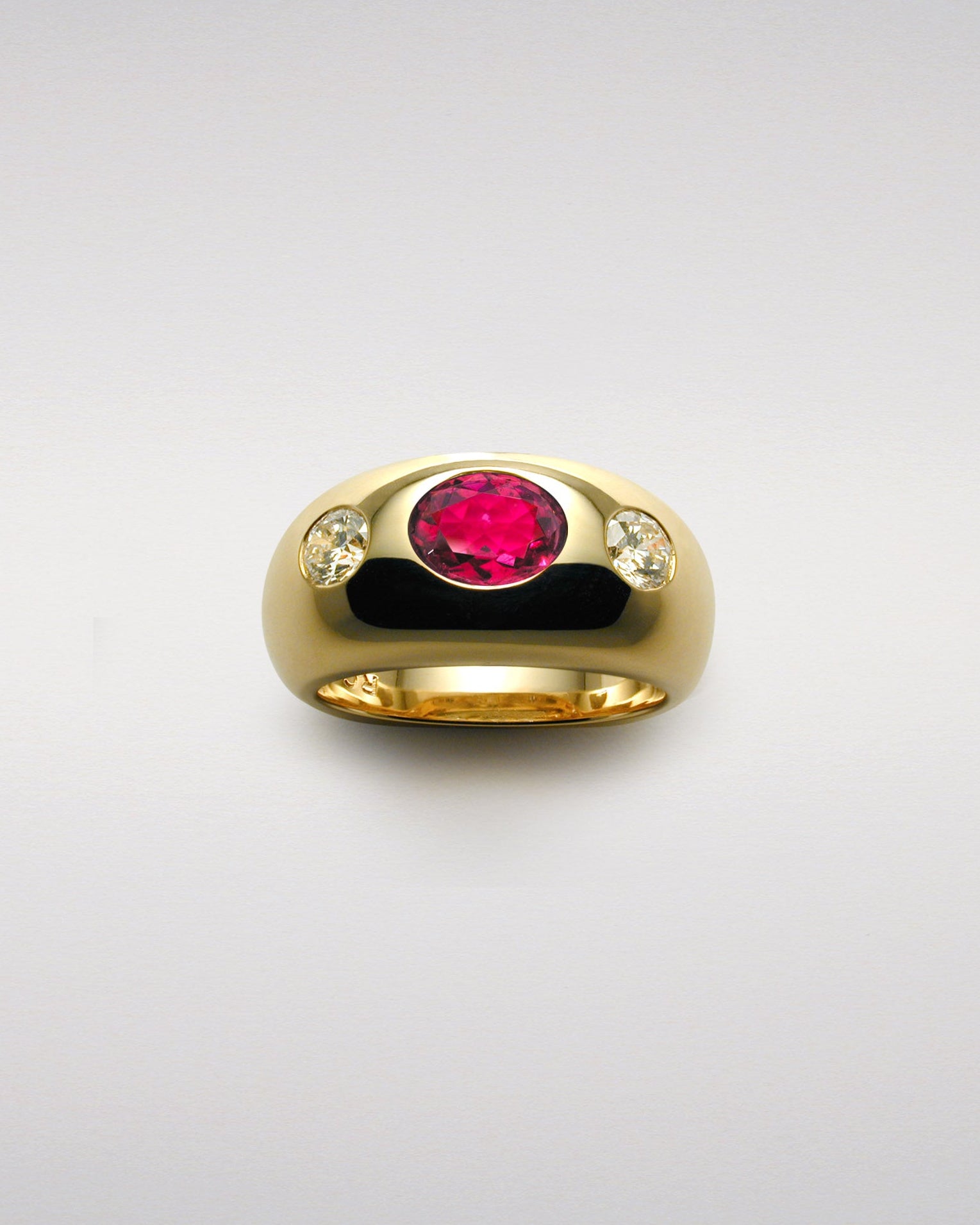 Sculptured Band with Ruby and Diamonds