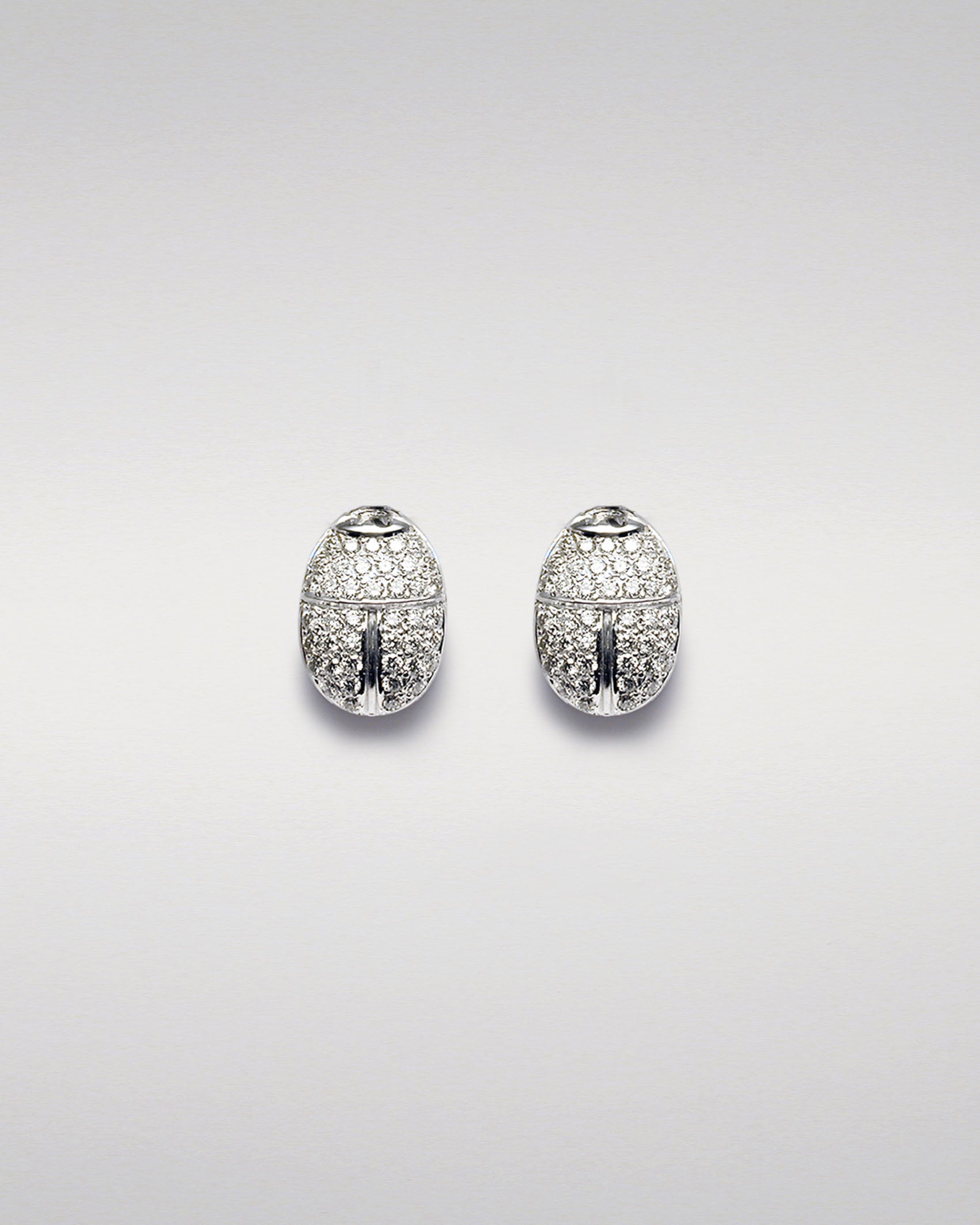 Classical Scarab Stud Earrings with Pavé-Set Diamonds